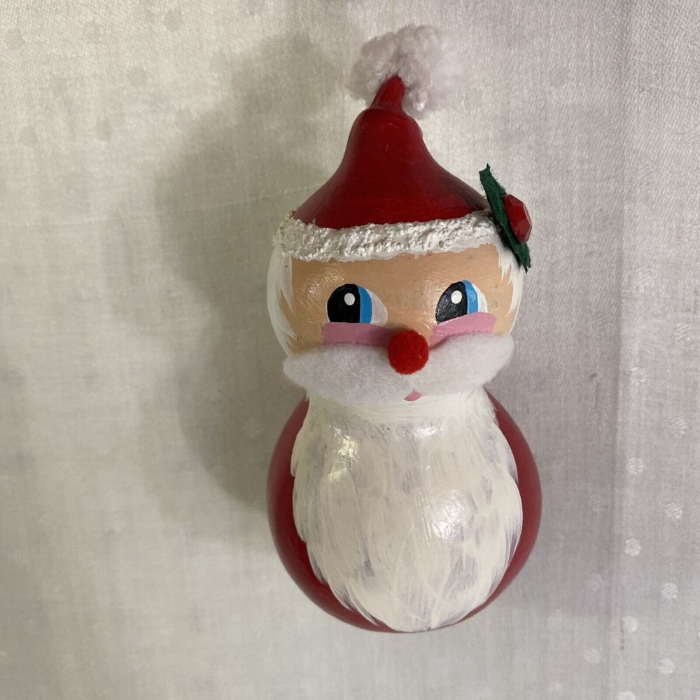 Hand Painted Santa Gourd Christmas Ornament‎